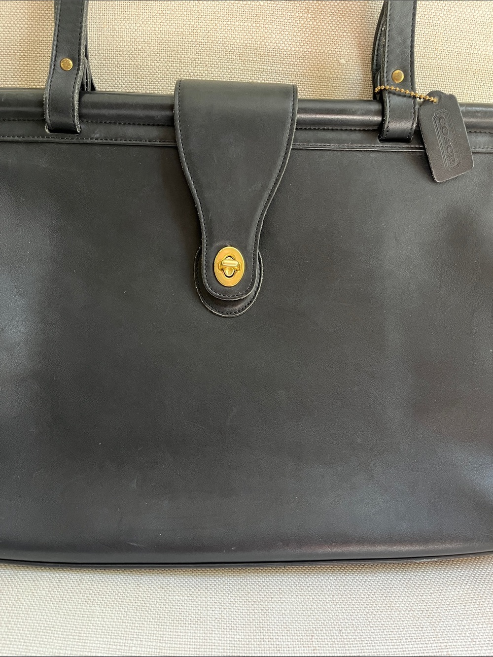 COACH Vintage Barclay Briefcase Shoulder Bag Black Leather 9096 - Picture 2 of 16
